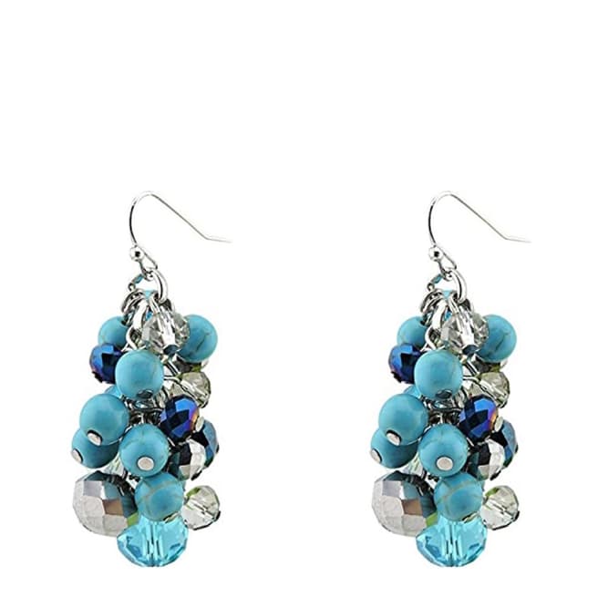 Liv Oliver Silver Plated Multi Turquoise Cluster Earrings