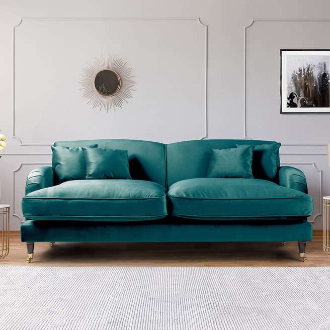 The Great Sofa Company The Piper 3 Seater Sofa, Velvet Emerald