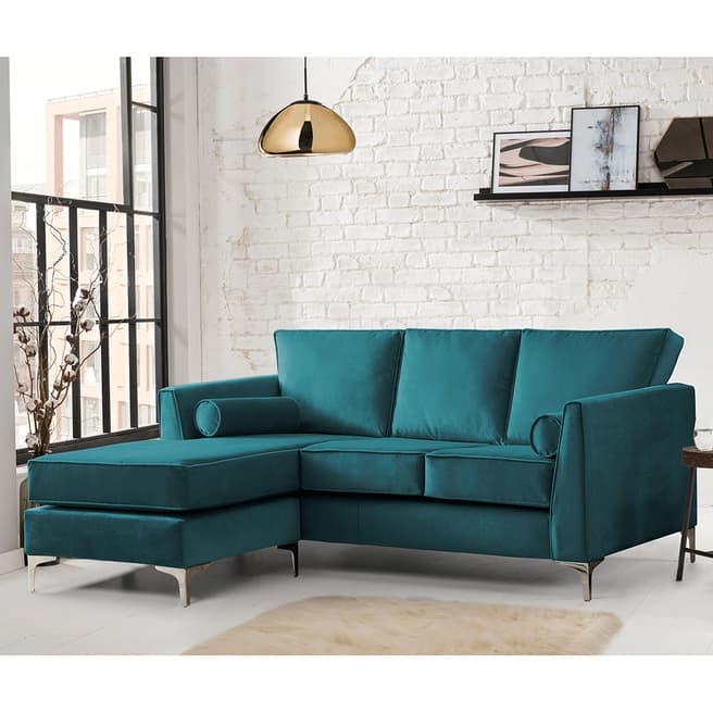 The Great Sofa Company The Icon 3 Seater Left Hand Chaise, Velvet Peacock