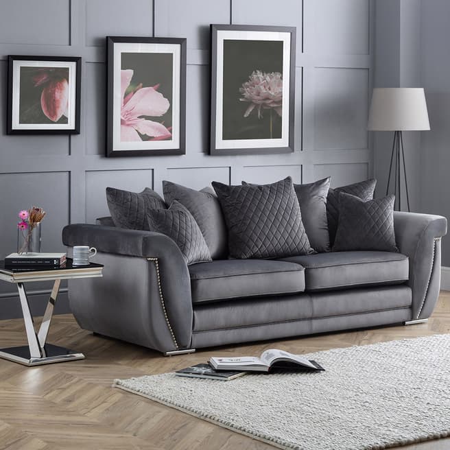 The Great Sofa Company The Luxa 3 Seater Sofa, Scatter Back, Velvet Grey