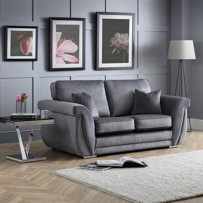 The Great Sofa Company The Luxa 2 Seater Sofa, Fixed Back, Velvet Grey