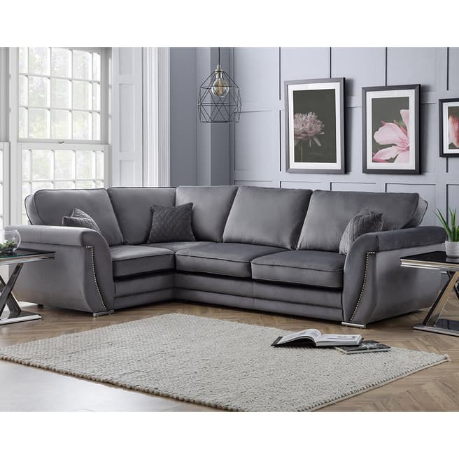 The Great Sofa Company The Luxa Left Hand Corner Sofa, Fixed Back, Velvet Grey