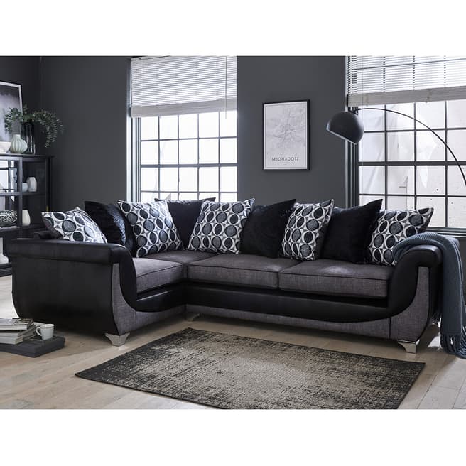 The Great Sofa Company The Romilly Left Hand Corner Sofa, Chenille Grey/Black