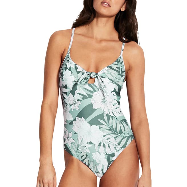 Seafolly Vine Copacabana Tie Front Sweetheart Maillot