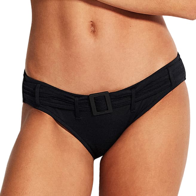 Seafolly Black Hipster With Pintucked Belt
