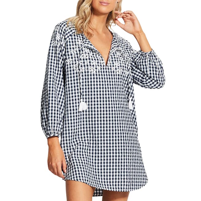Seafolly Blue Ally Gingham Cover Up