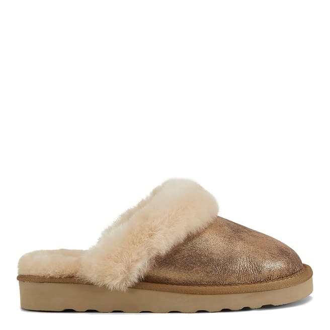 Australia Luxe Collective Tinsel Gold Closed Mule Luxe Sheepskin Slippers