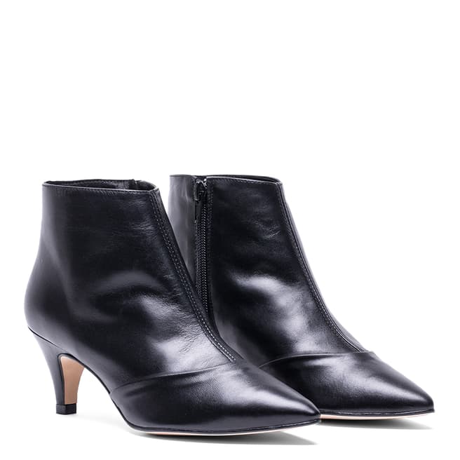 Elodie Black Leather Carmina Ankle Boot