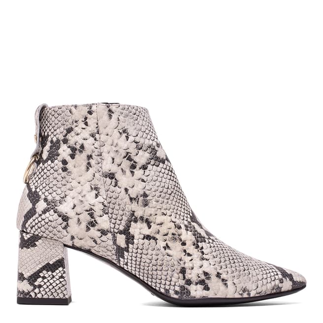 Elodie White Snake Printed Leather Alana Ankle Boot