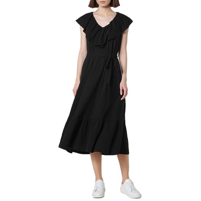 L K Bennett Black Cotton Blend Margret Dress
