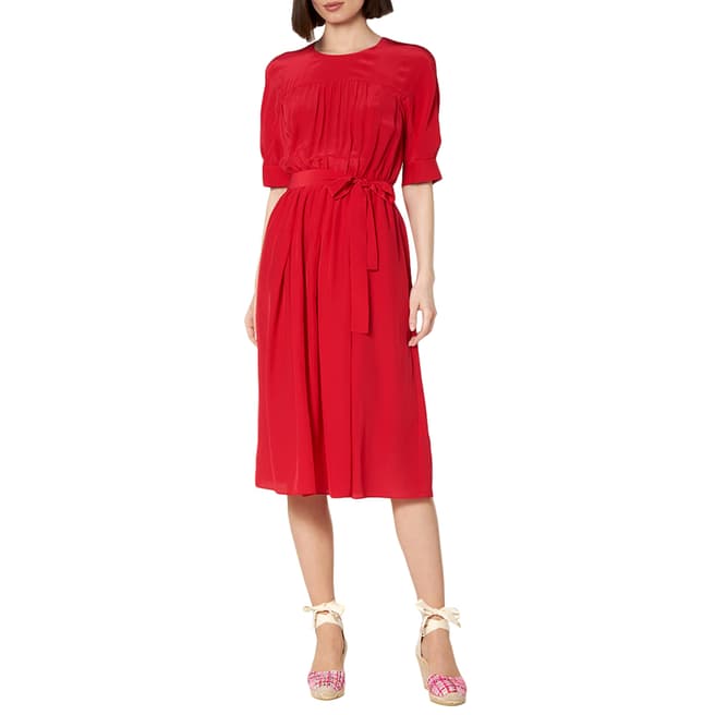 L K Bennett Red Reina Silk Blend Dress