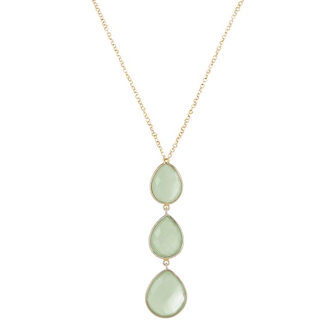 Liv Oliver 18K Gold Plated Chalcedony Multi Pear Drop Necklace