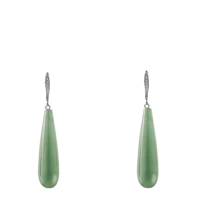 Liv Oliver Sterling Silver Plated Light Green Pave Tear Drop Earrings
