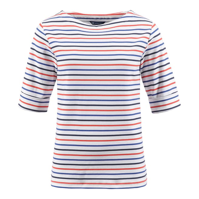 Crew Clothing Navy/Red Orchid Stripe Cotton Top