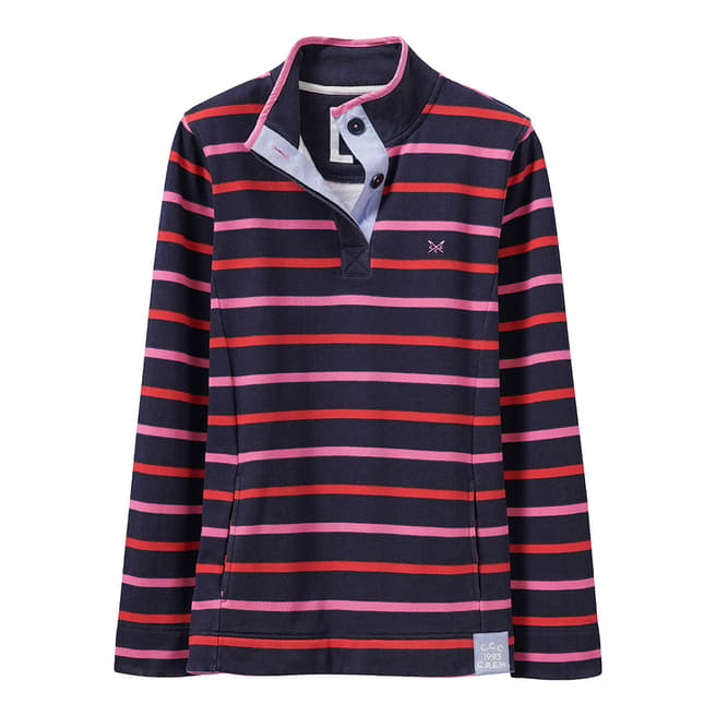 Crew Clothing Navy/Red Padstow Pique Top