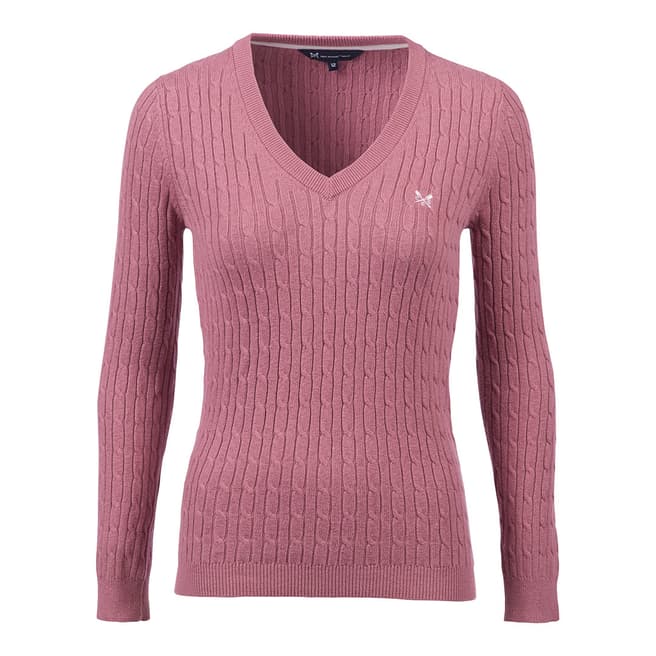 Crew Clothing Pink Heritage Cable Jumper