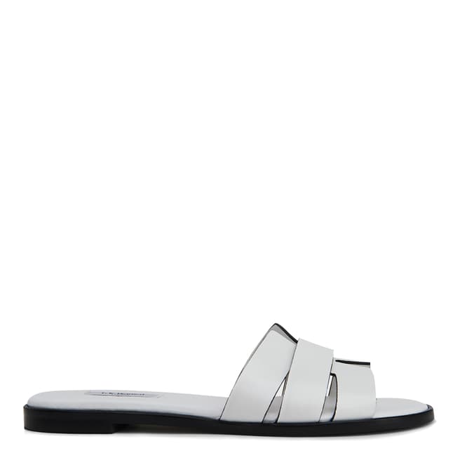 L K Bennett White Leather Crissy Flat Sandals