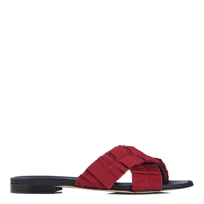 L K Bennett Poppy Red Leather Dottie Flat Sandals
