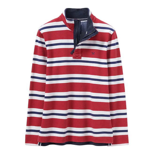 Crew Clothing Red/White Padstow Pique Sweat