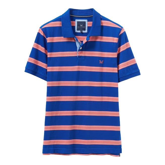 Crew Clothing Blue/Orange Newton Stripe Jersey Polo