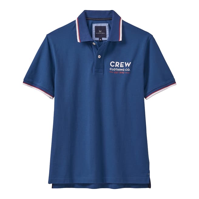 Crew Clothing Blue Graphic Print Cotton Polo Shirt