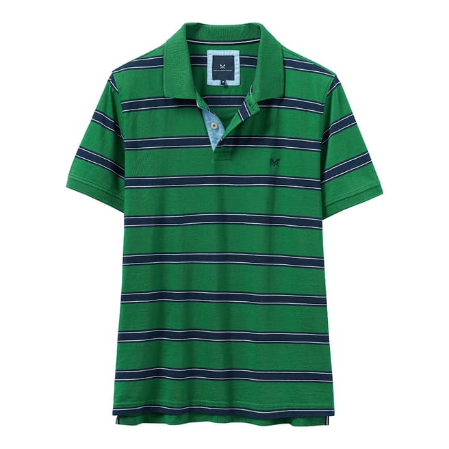 Crew Clothing Green/Navy Newton Stripe Jersey Polo