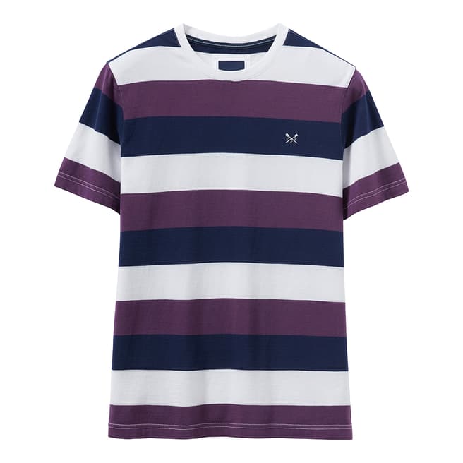 Crew Clothing Purple/Navy Striped Cotton T-Shirt