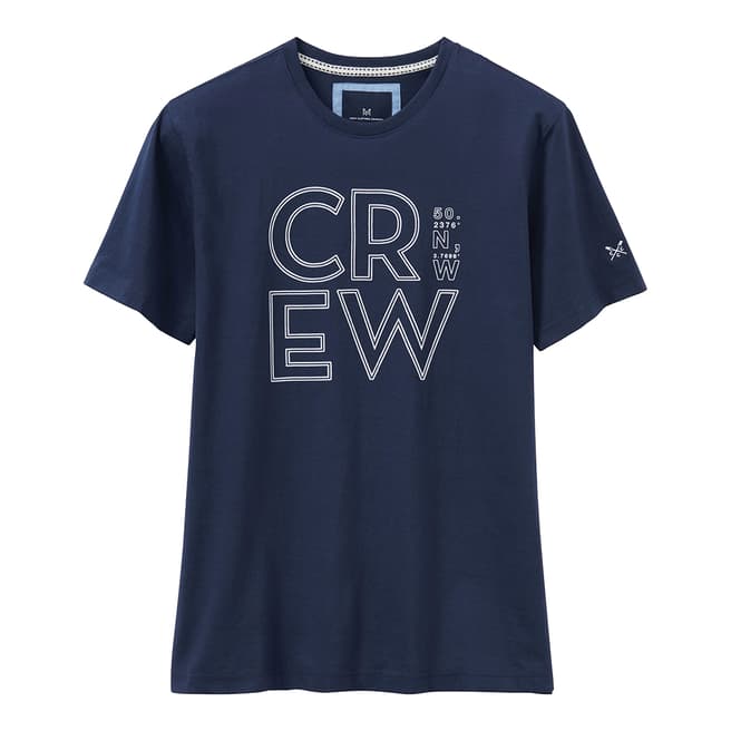 Crew Clothing Navy Printed Cotton T-Shirt