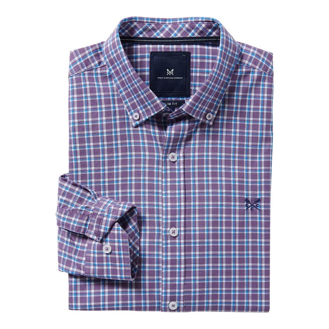 Crew Clothing Purple/Blue Millom Pinpoint Oxford Shirt