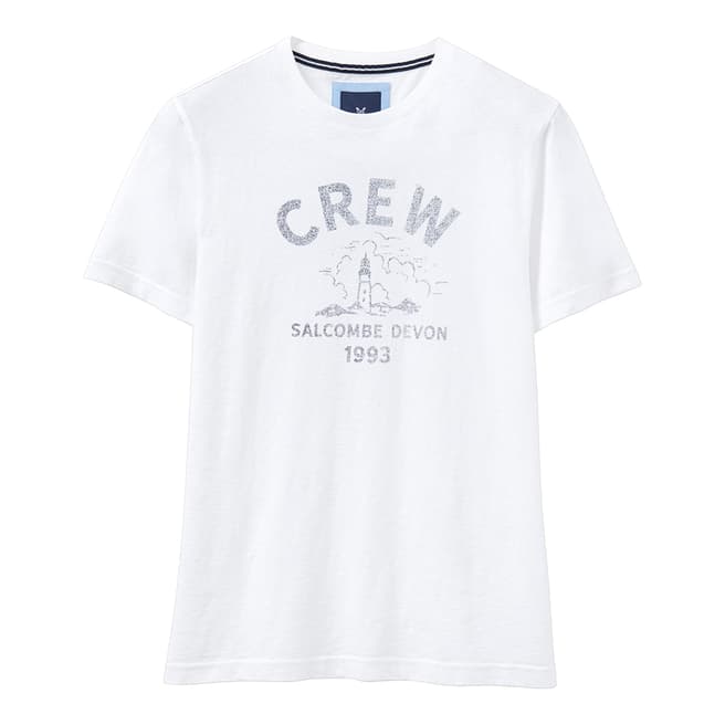 Crew Clothing White Printed Cotton T-Shirt
