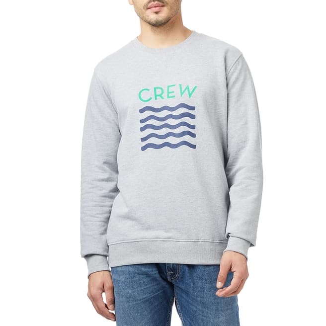 Crew Clothing Grey Printed Cotton Blend Jumper