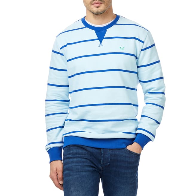 Crew Clothing Blue Striped Cotton Blend Sweatshirt