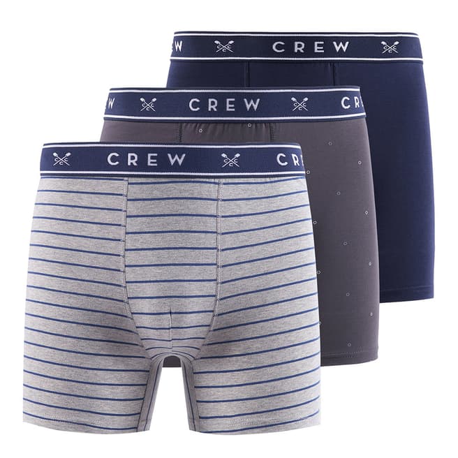 Crew Clothing Grey Spot 3 Pack Mixed Jersey Boxers