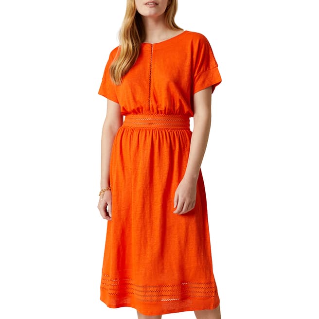 Jigsaw Orange Lace Jersey Dress