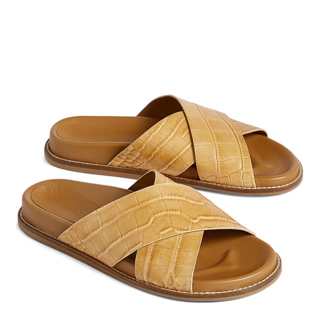 Jigsaw Camel Marja Croc Leather Sandals