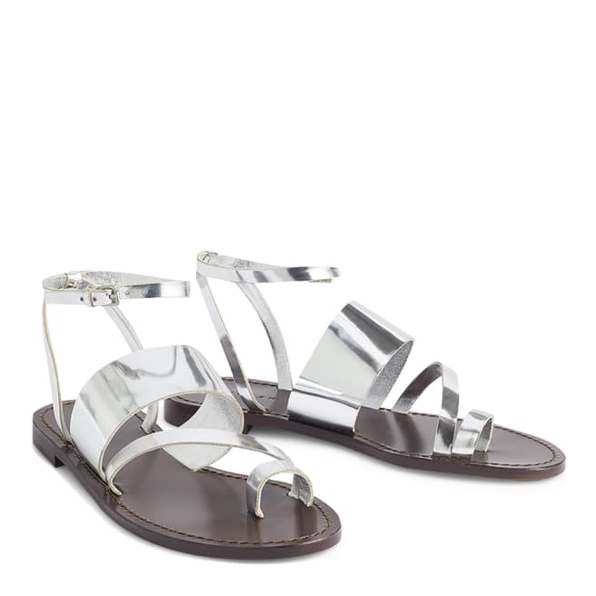 Jigsaw Silver Claudia Leather Strap Sandals