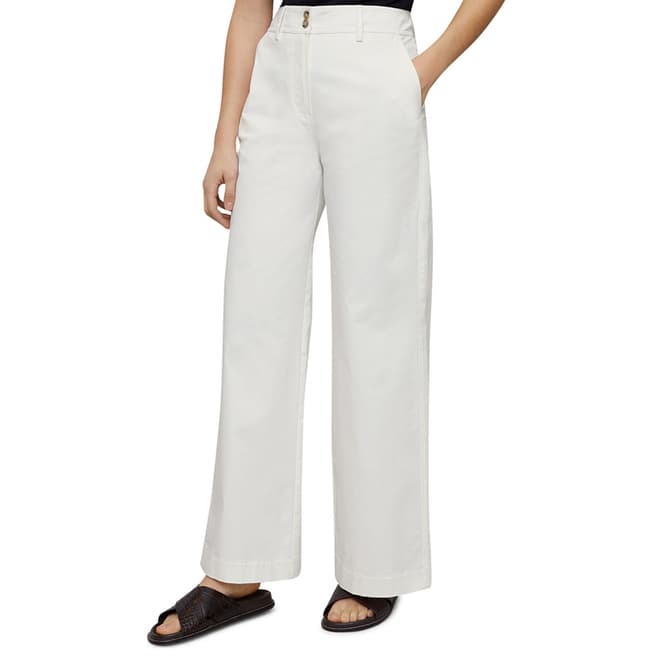 Jigsaw White Fine Drill Wide Trousers