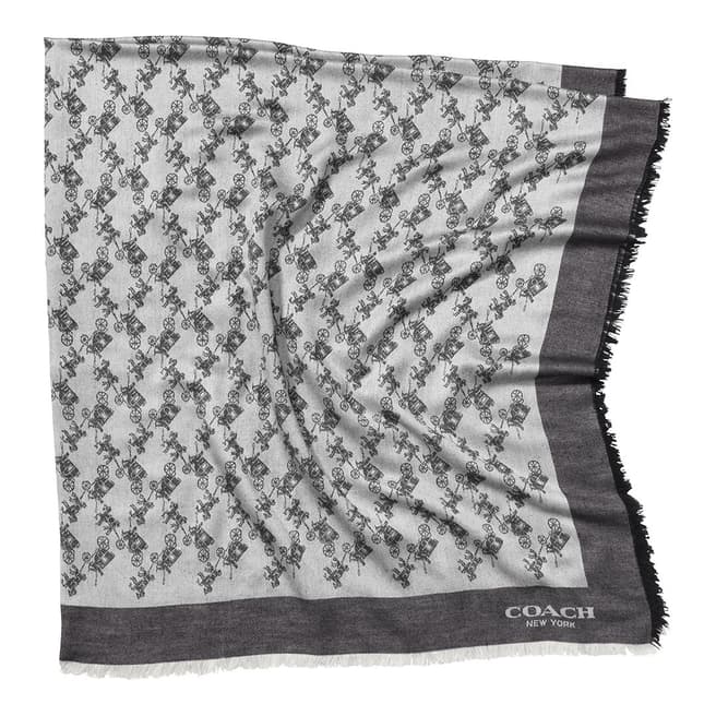 Coach Grey Horse and Carriage Oversized Square Scarf