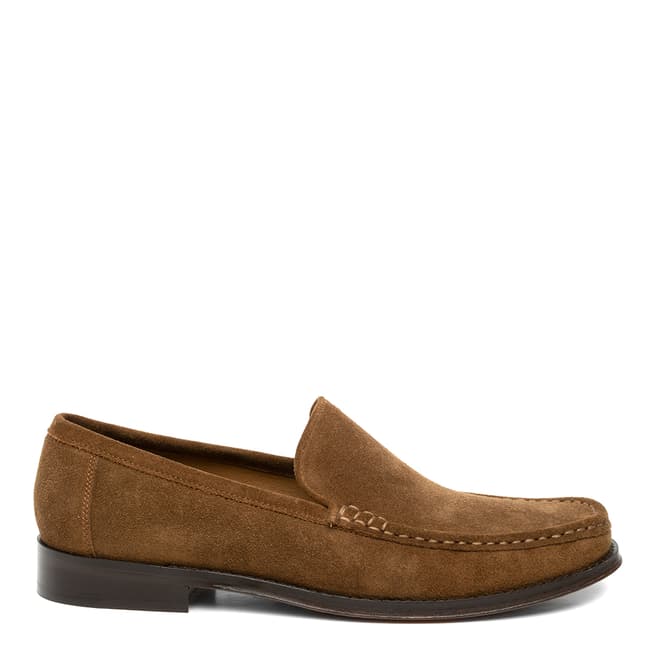 Chapman & Moore Tobacco Plain Suede Leather Moc Loafers