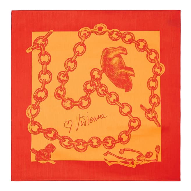 Vivienne Westwood Orange Pig and Heart Silk Square