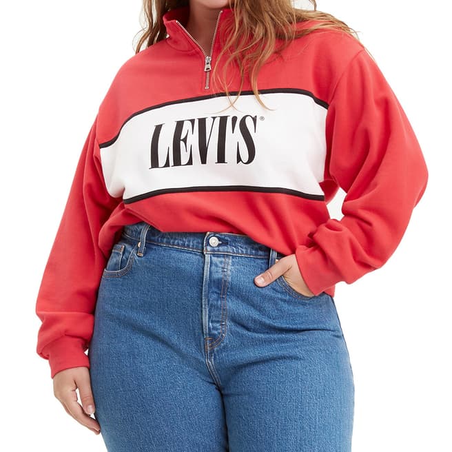 Levi's Red Half Zip Logo Plus Size Sweatshirt