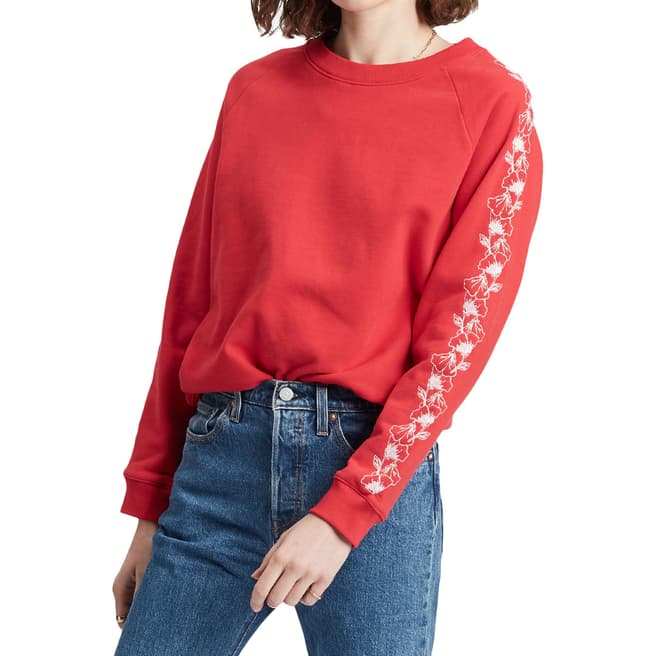 Levi's Red Relaxed Embroidered Sweatshirt