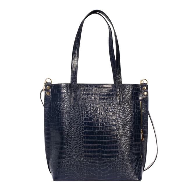 Giulia Massari Blue Leather Top Handle Bag