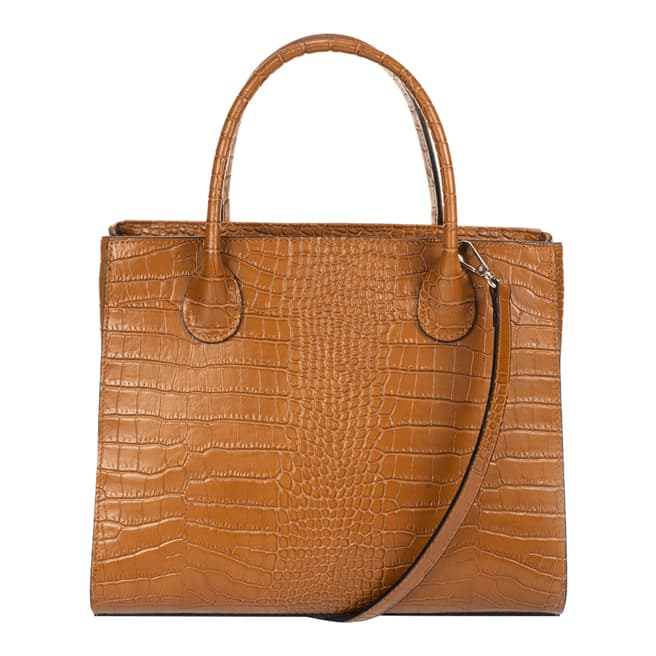 Giulia Massari Brown Leather Top Handle Bag