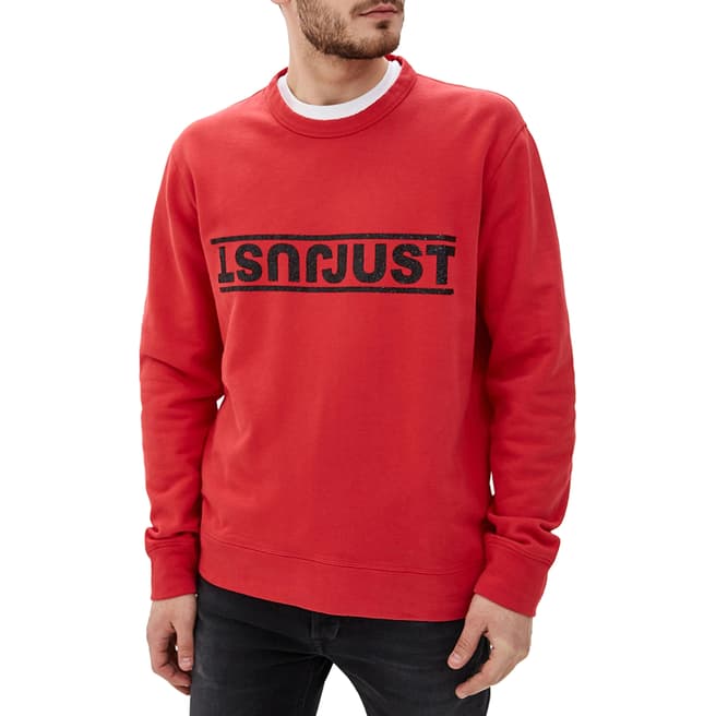 Just Cavalli Red Centre Logo Sweatshirt