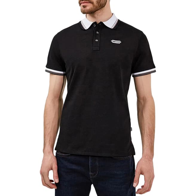 Just Cavalli Black Contrast Cotton Polo Shirt