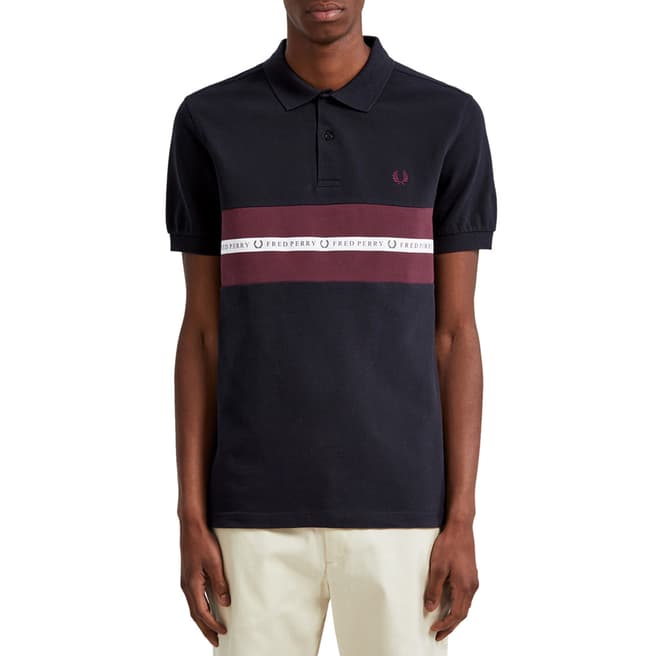 Fred Perry Navy Sports Tape Polo Shirt