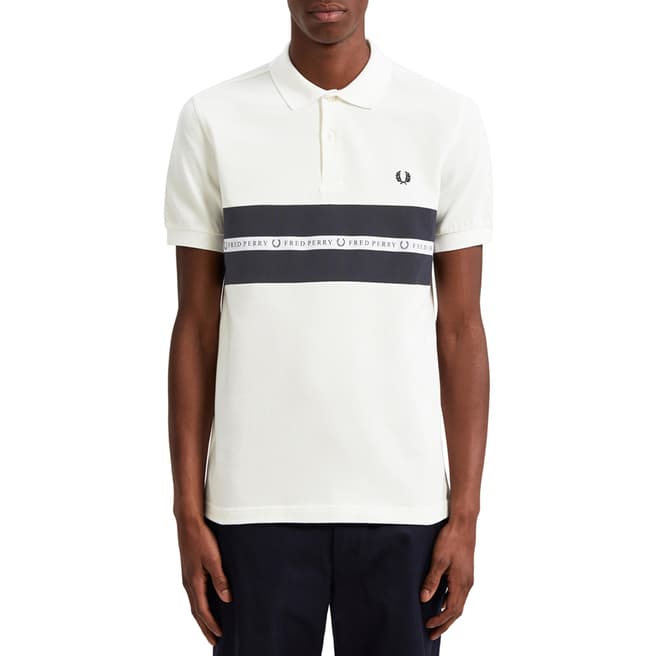 Fred Perry White Sports Tape Polo Shirt