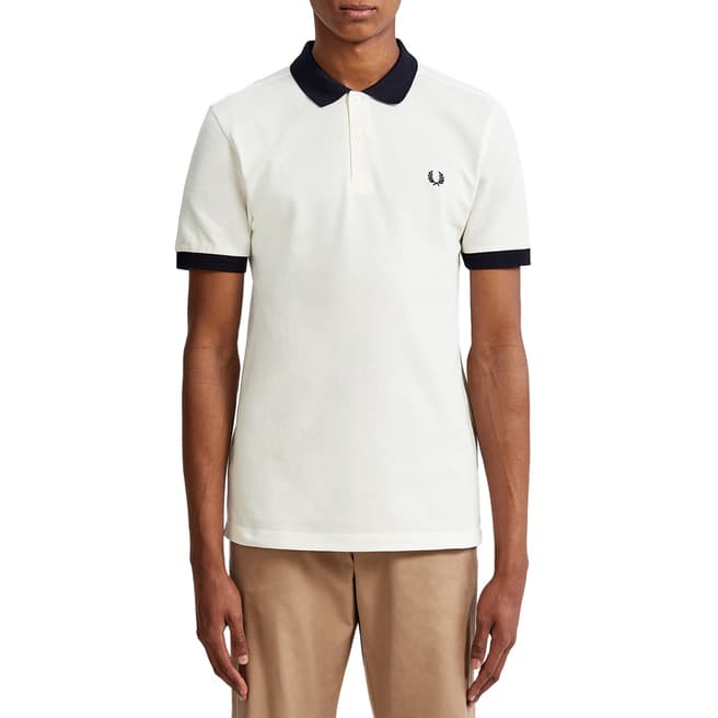 Fred Perry White Colour Block Polo Shirt