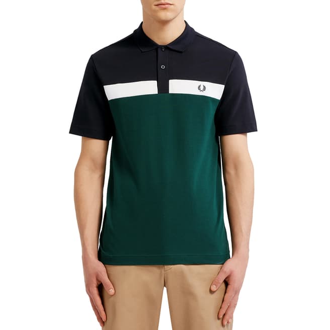 Fred Perry Green Contrast Panel Polo Shirt